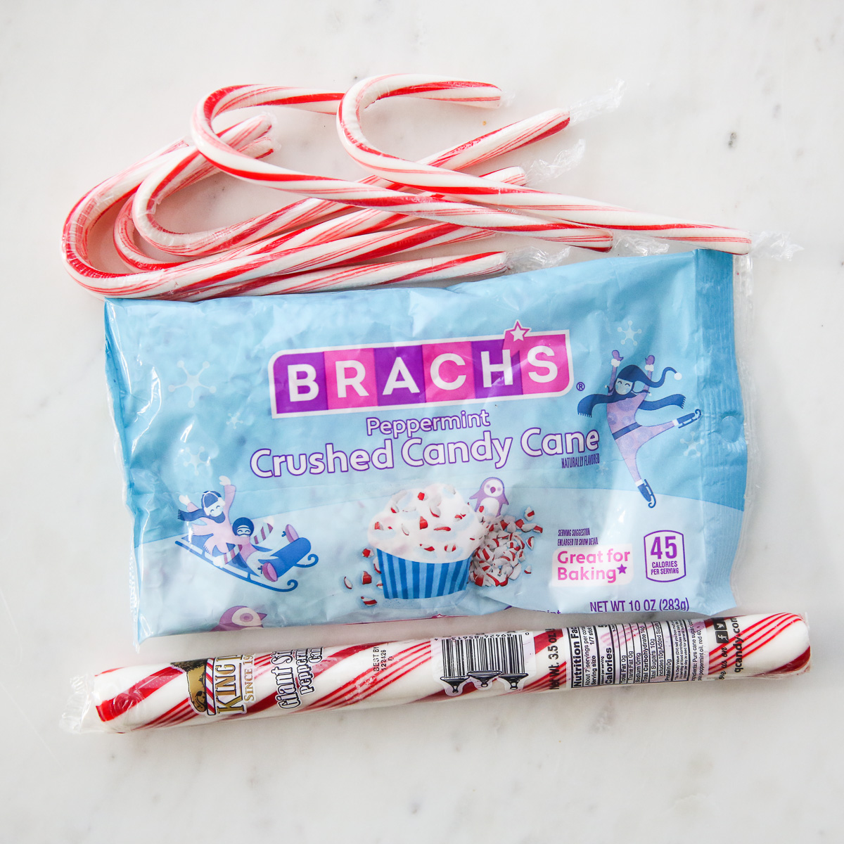 candycanes on a white table