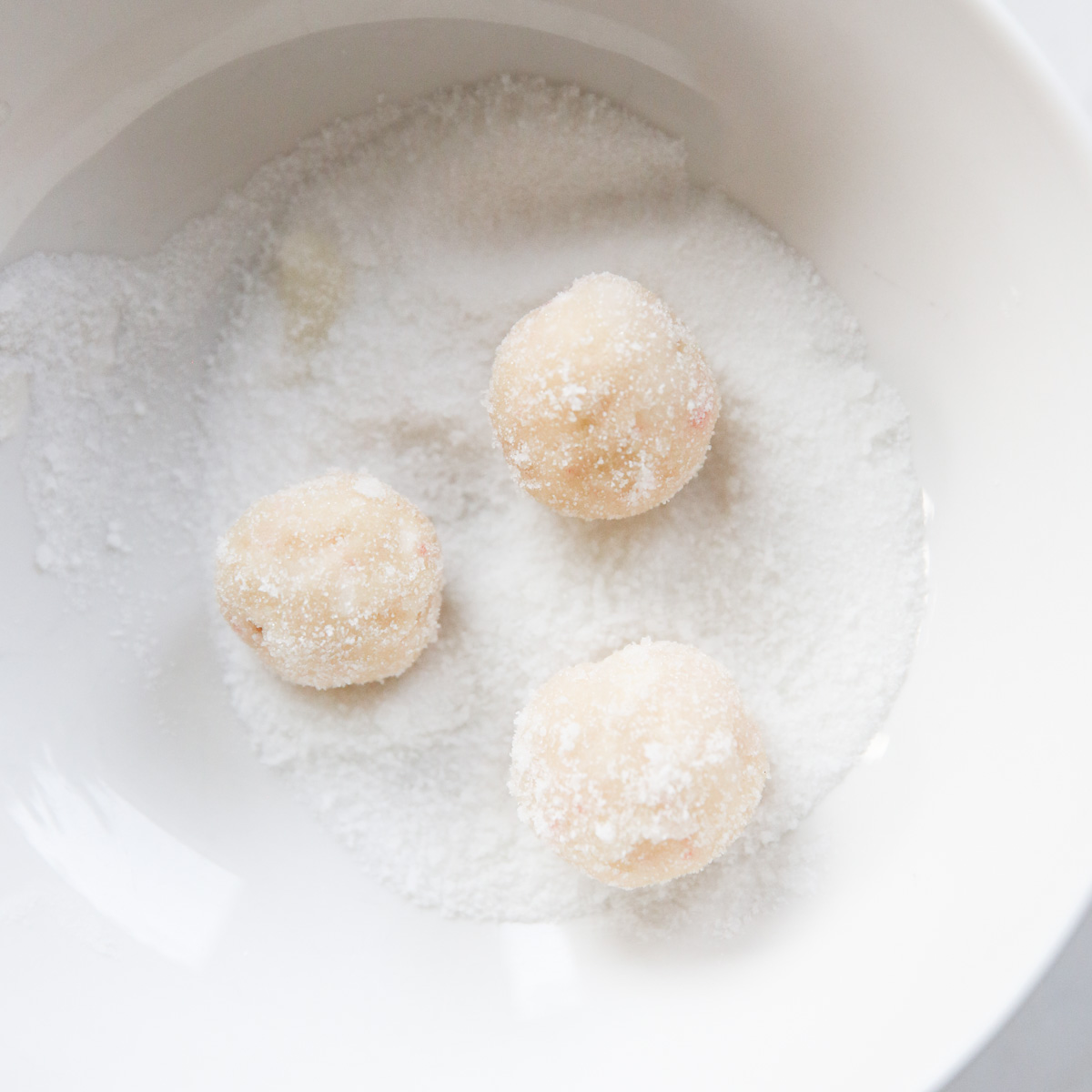 cookie dough balls rolled in sugar