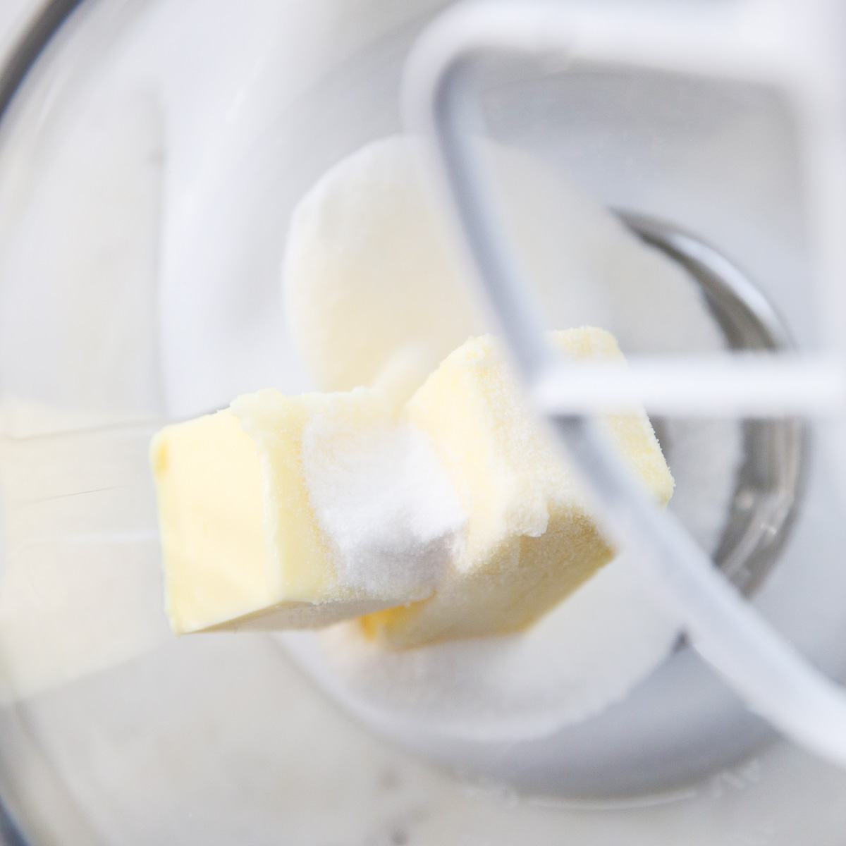 butter and sugar in a mixer