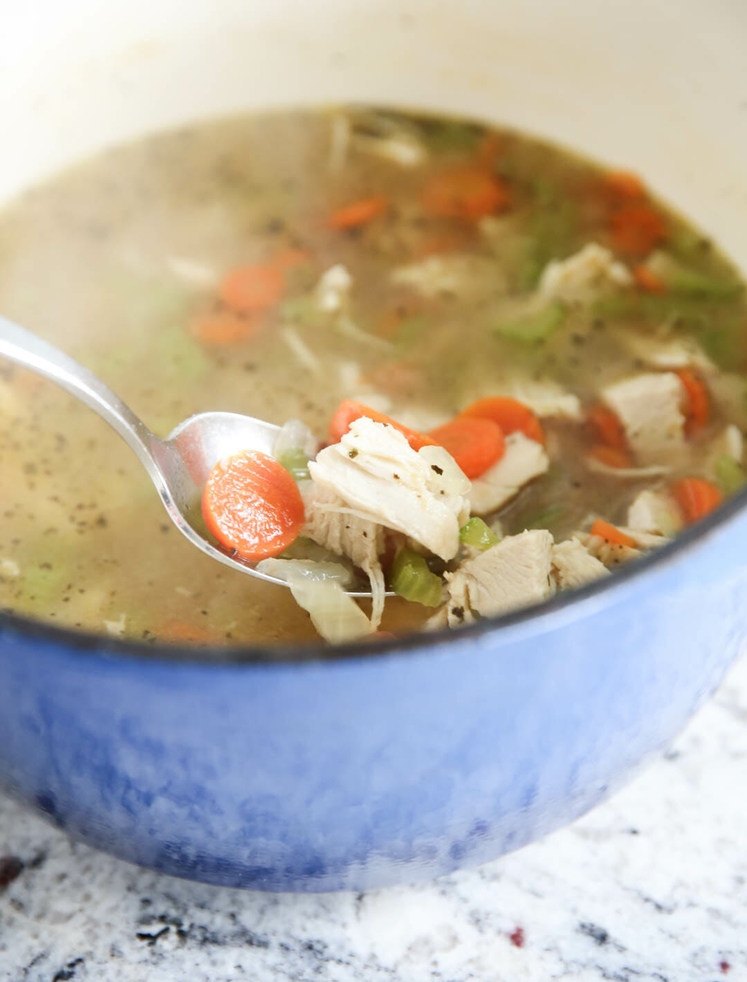 Simmering Chicken Noodle Soup