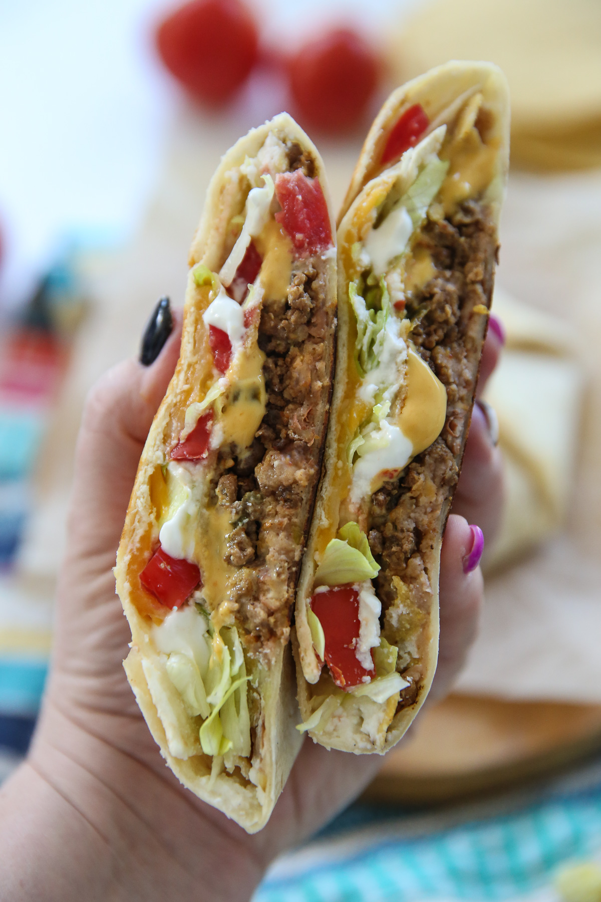 crunch wrap supreme cut in half