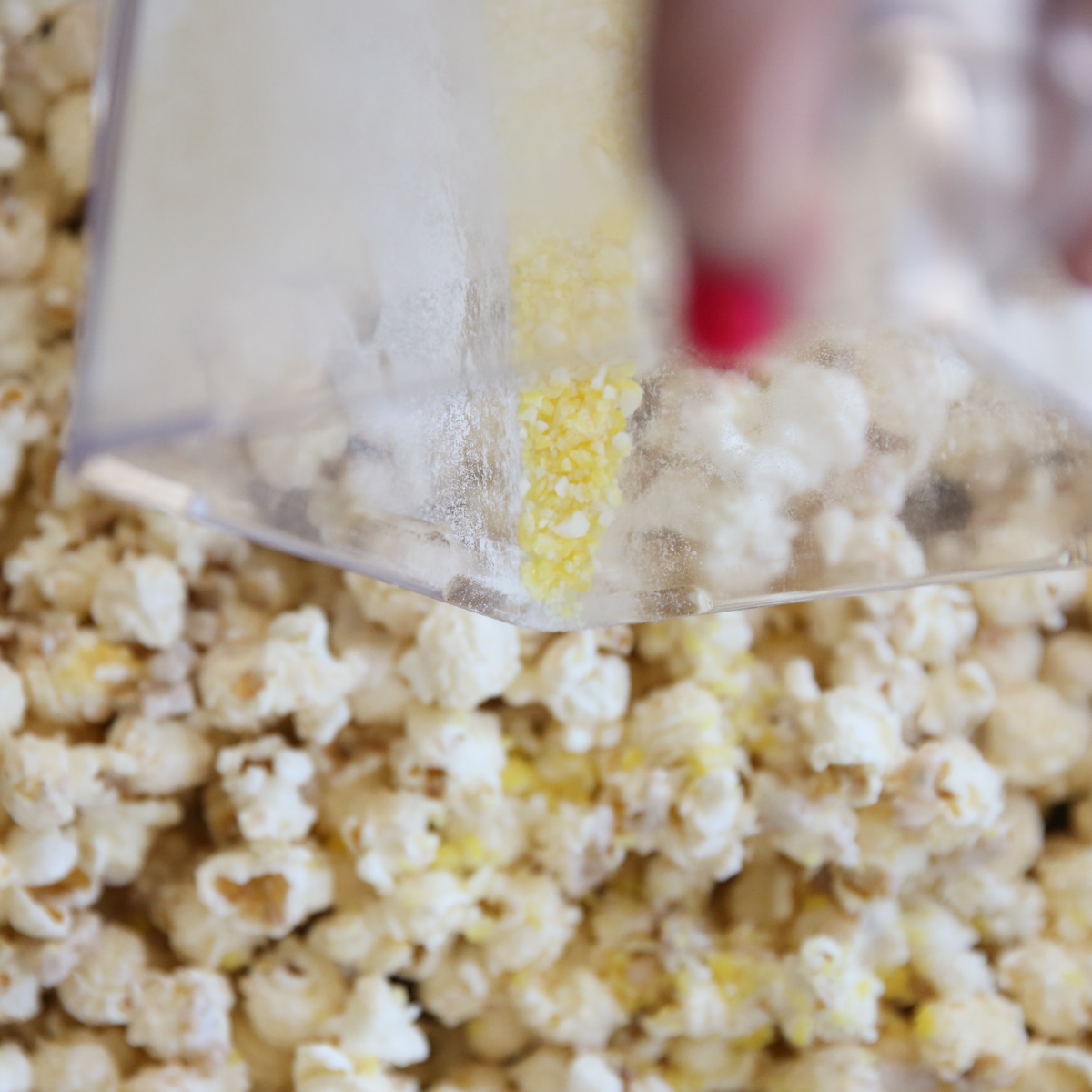 crushed lemon candy on popcorn