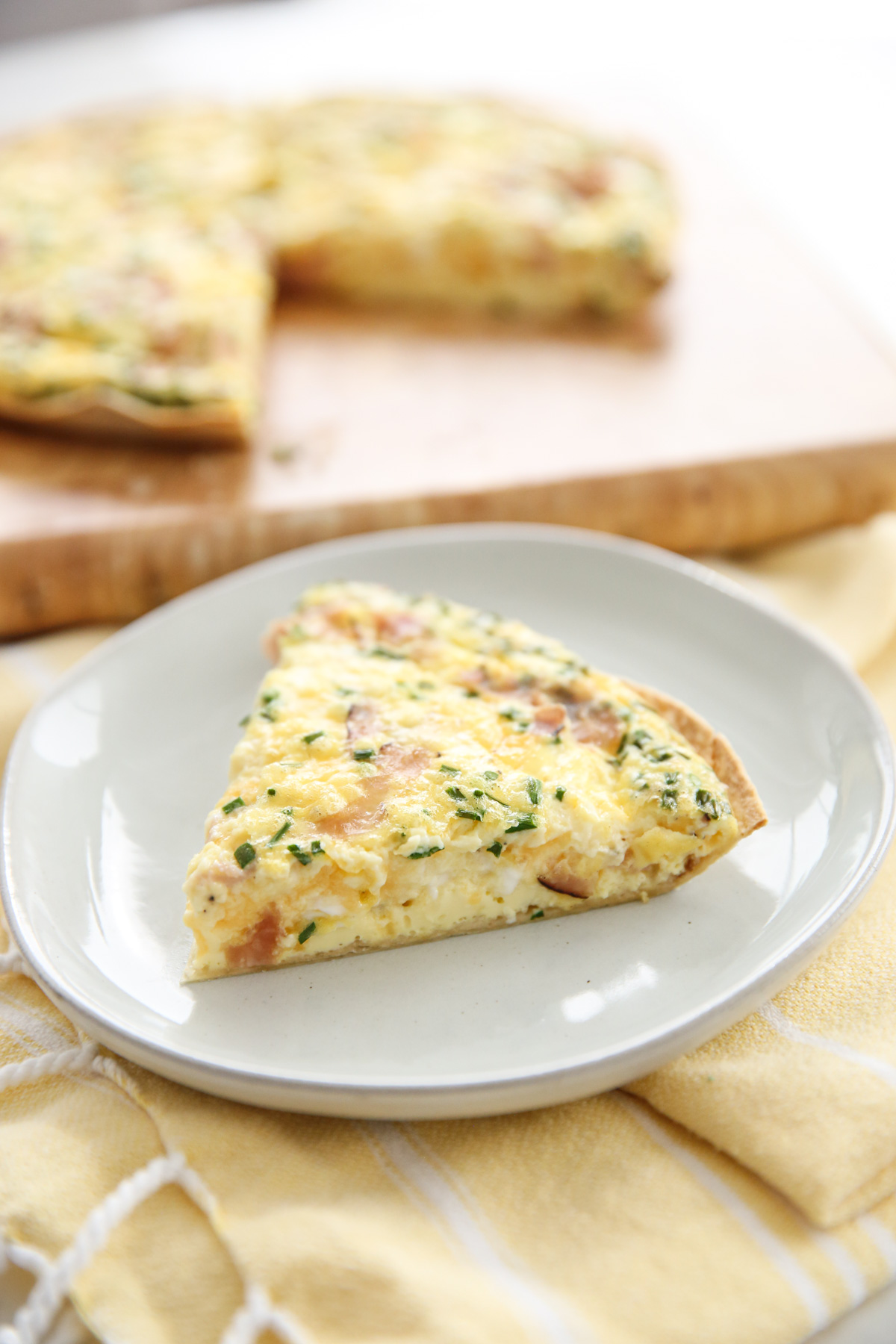 Slice of tortilla Egg Bake on a Plate