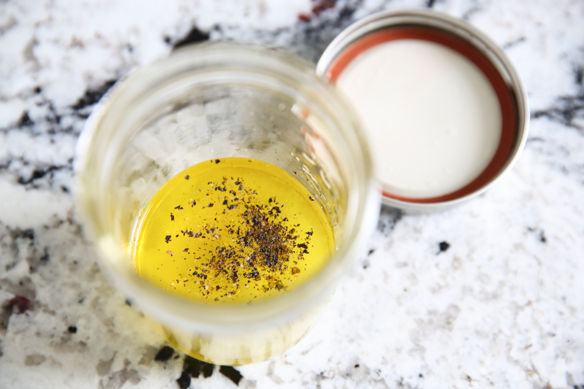 dressing in a mason jar