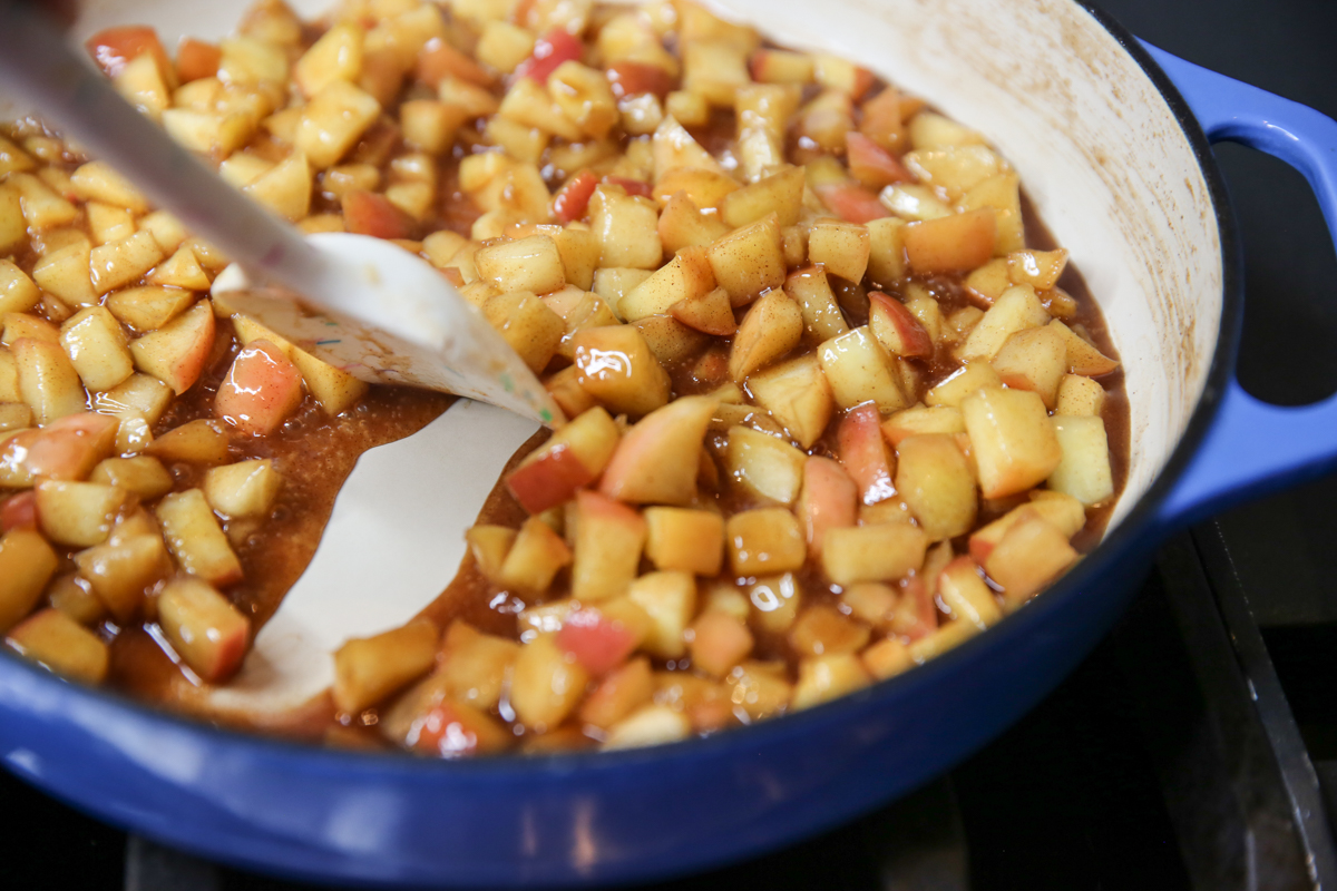 Skillet Cinnamon Sugar Apples cooking in pan