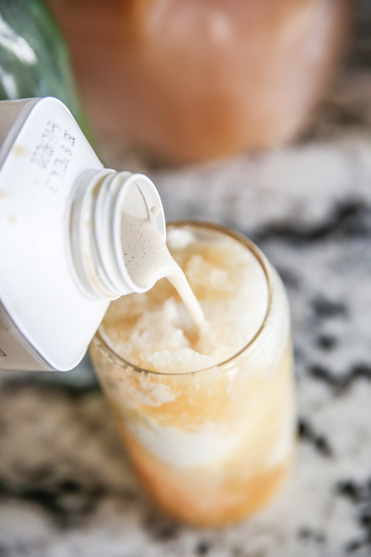 pouring cream into slush 