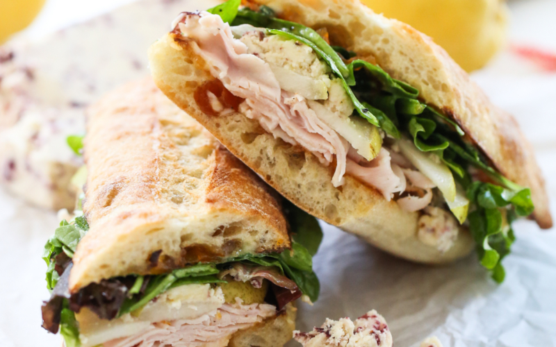 Turkey and Pear Sandwich sliced
