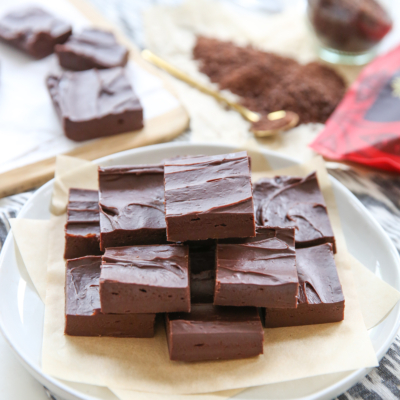 chocolate fudge on a plate