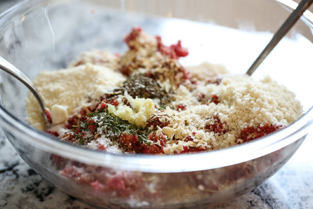 Meatball Mixture in Bowl