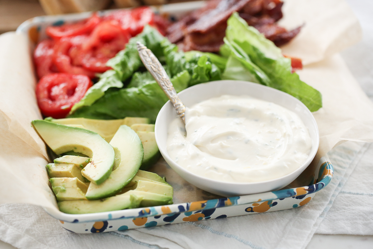 flavored herb mayo in bowl
