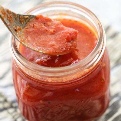 Simple pizza sauce in jar