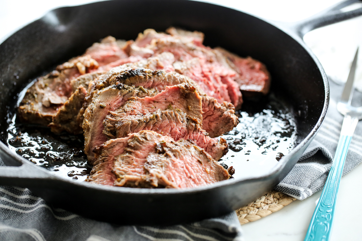 Sliced Tri Tip in a Pan