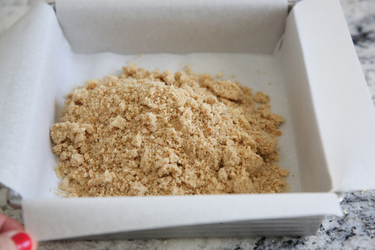 crumbled crust in pan