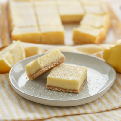 Creamy Lemon Bars on a serving plate