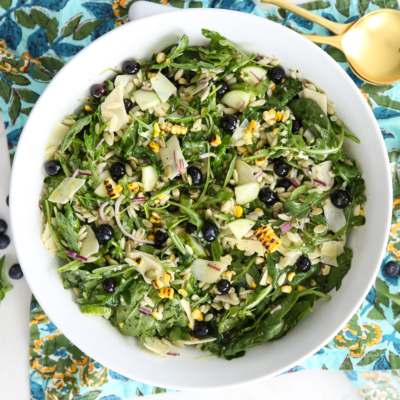 Basil Orzo Pasta in bowl